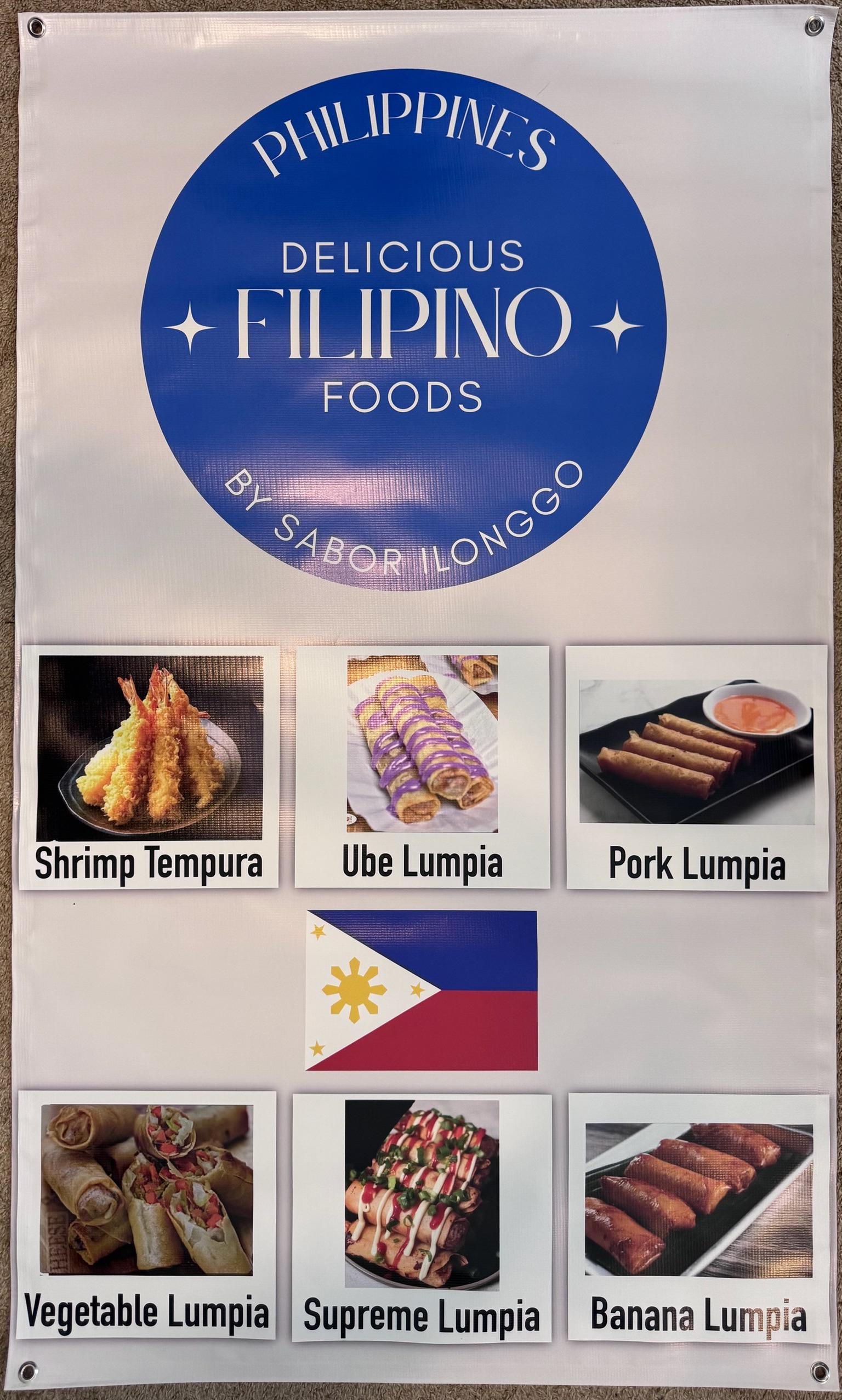Custom vinyl menu banner for restaurant