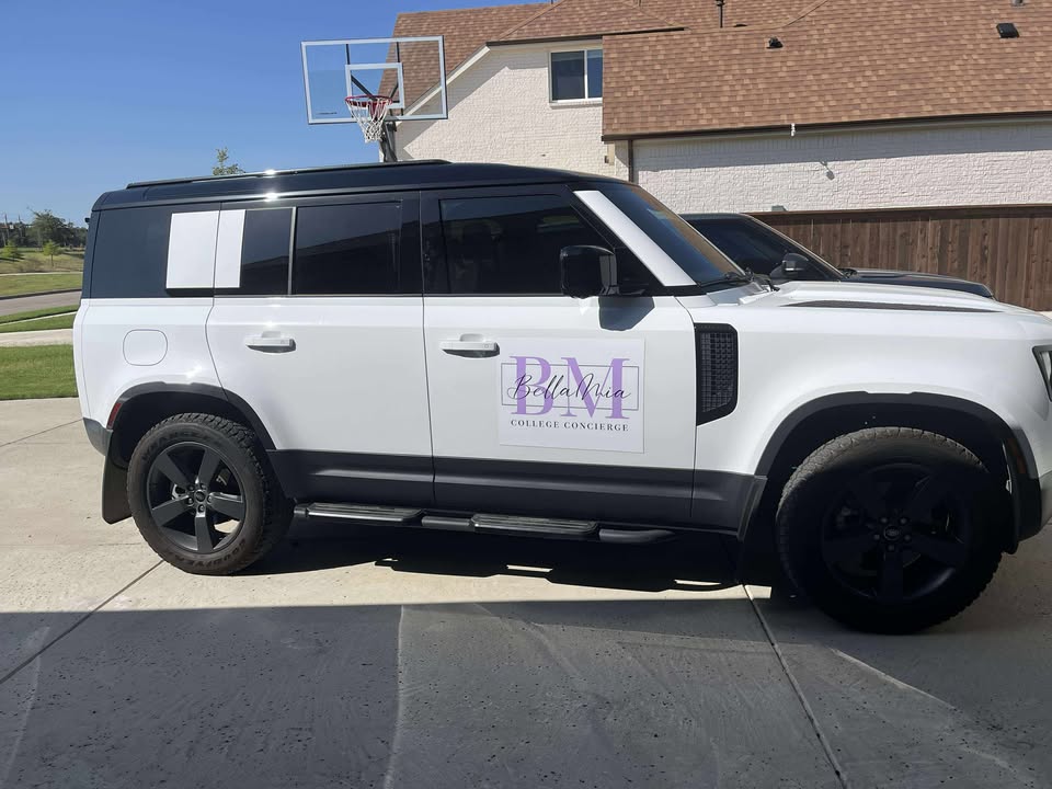 Custom car door magnet on white SUV